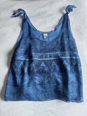 Converse Made in Indonesia Mesh Lace Blue Paisley Tie-Strap Tank Top XLarge